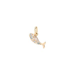 Charm Pesce in oro giallo 18K, diamanti bianchi e zaffiri blu Dodo